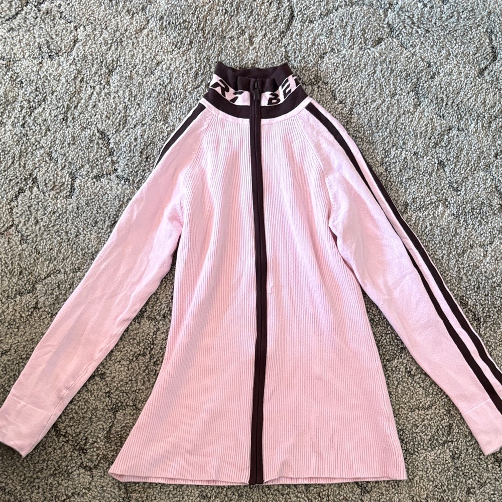 BCBG Pink and Black Zip-Up Sweatshirt
